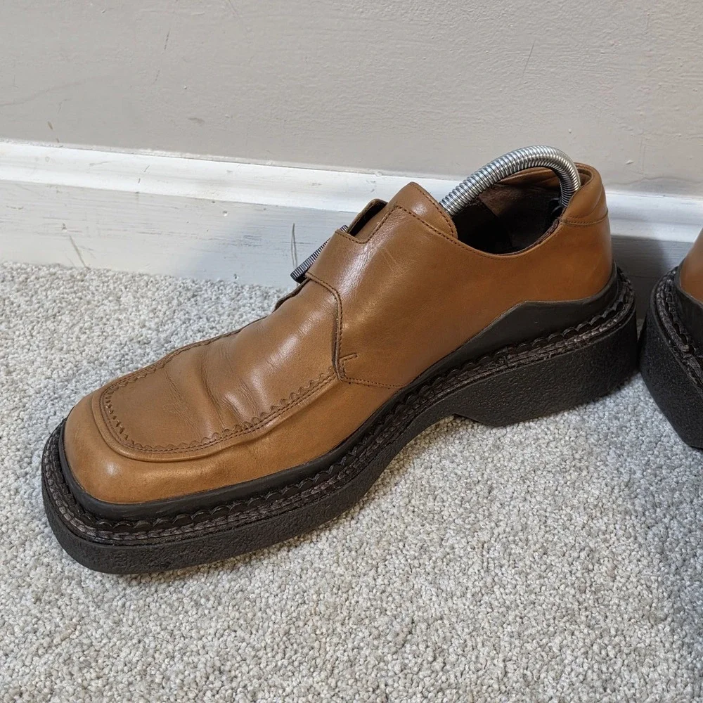 Cesare Paciotti Monk Strap Shoes Men's US 7 EU 40 Tan Leather Platform Italy